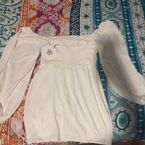 Princess Polly Cream Off-Shoulder Dress